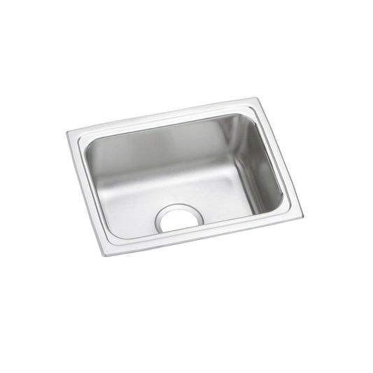 Stainless Steel 25" x 19-1/2" x 12-1/8" No Faucet Ledge Single Bowl Drop-in Sink