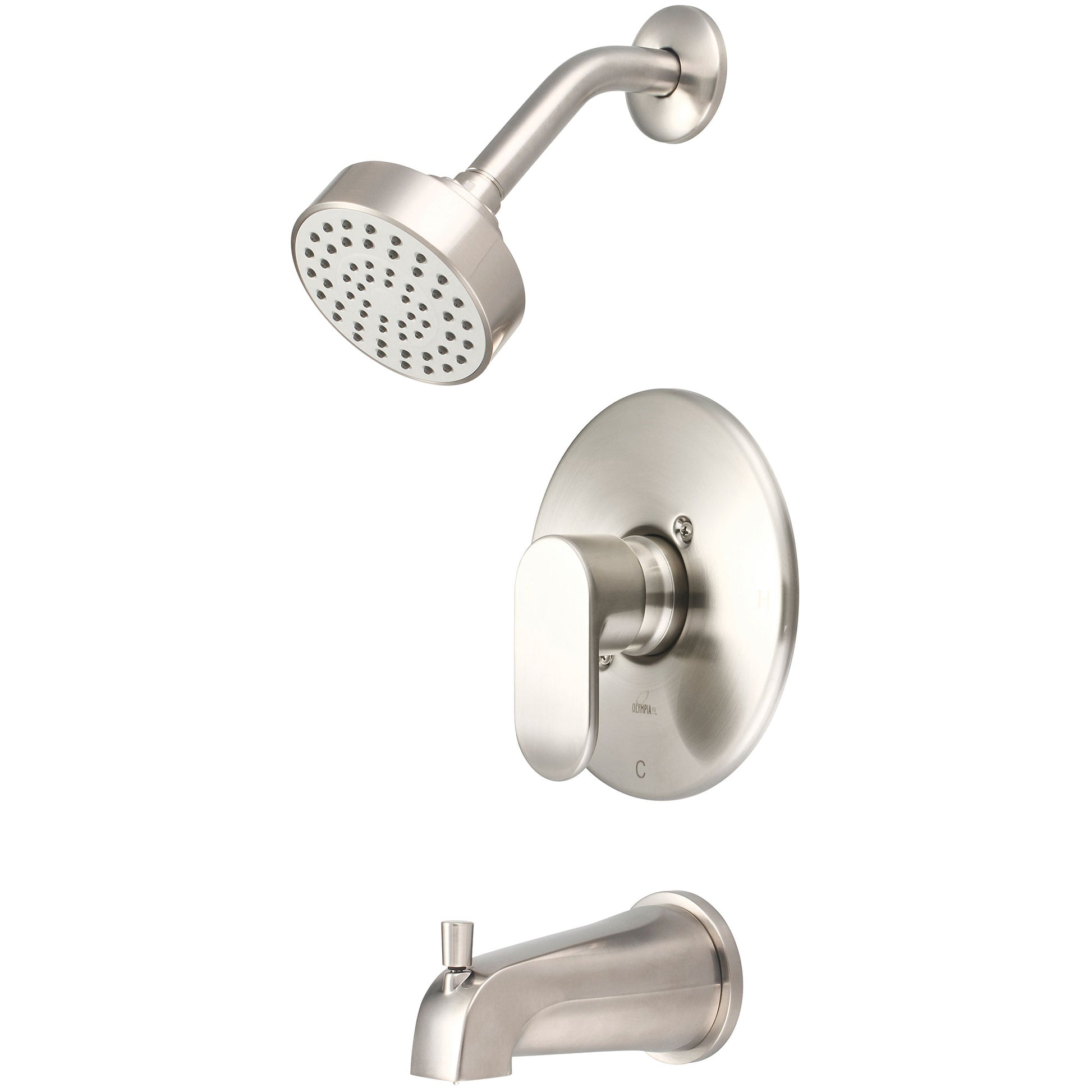 Olympia T-2330-BN TUB & SHWR TRIM SET-LVR HDL COMBO DVR TUB SPT W/ESCUTCHEON SINGLE FUNC SHWR-PVD BN