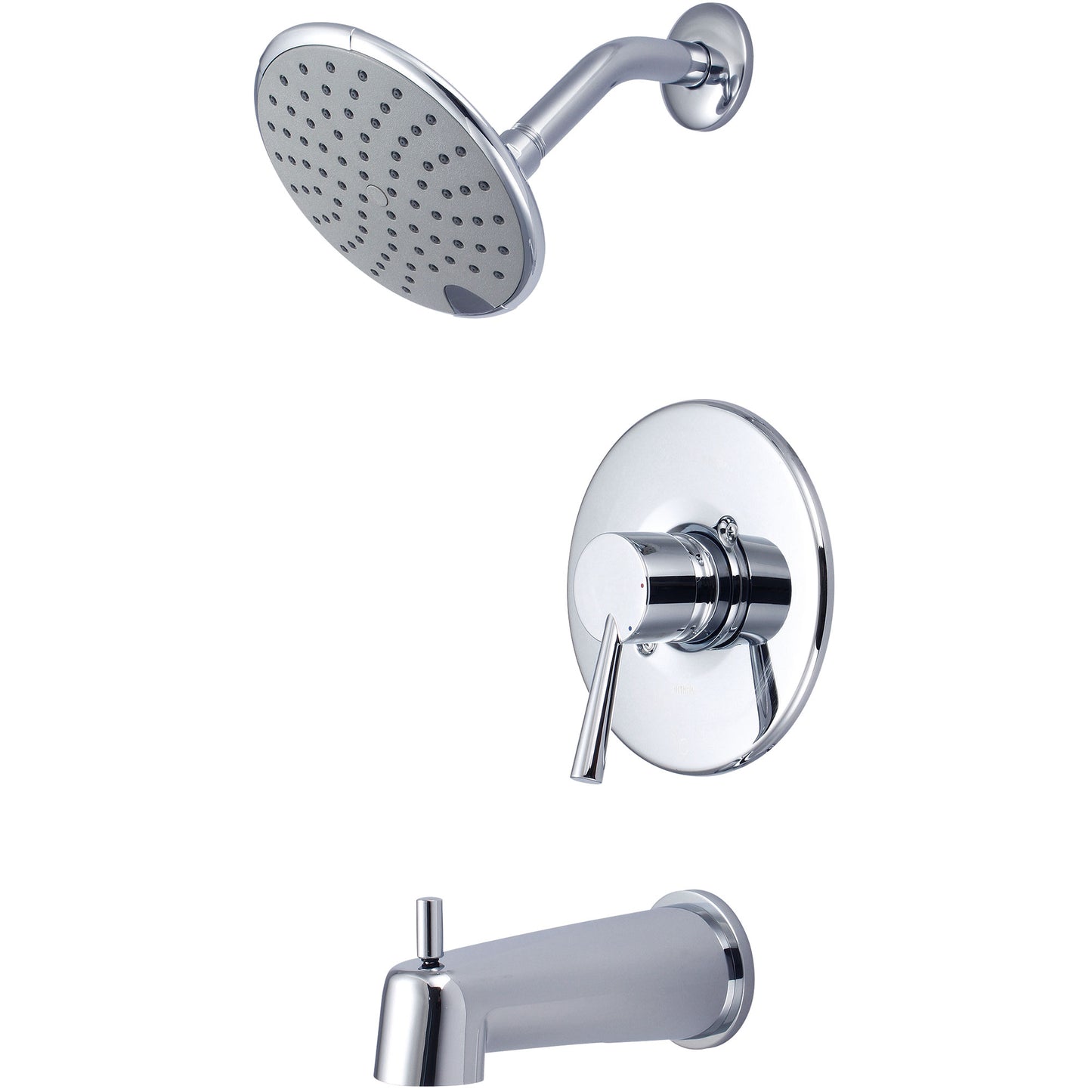 Olympia T-2374 TUB & SHWR TRIM SET-LVR HDL EXT. COMBO DVR TUB SPT W/ESCUTCHEON SINGLE FUNC RAIN SHWR-CP