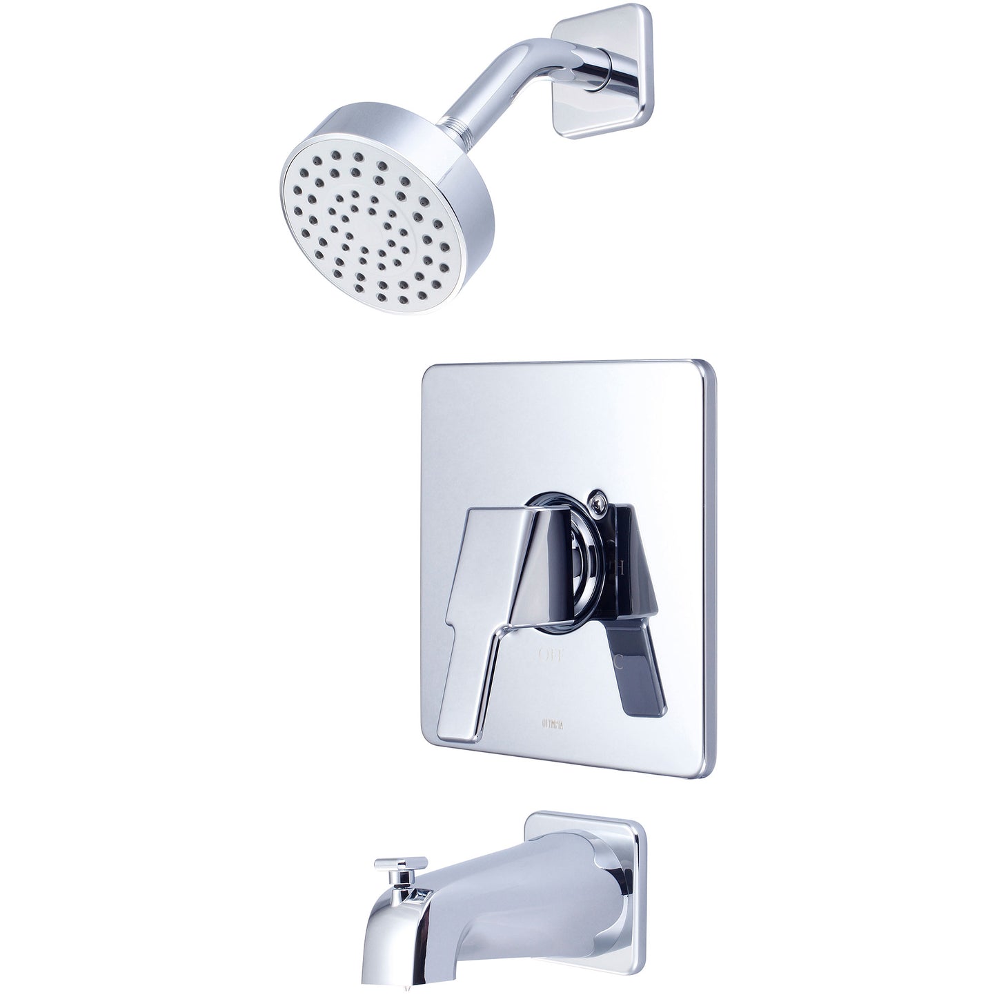 Olympia T-2390 TUB & SHWR TRIM SET-LVR HDL COMBO DVR TUB SPT W/ESCUTCHEON SINGLE FUNC SHWR-CP