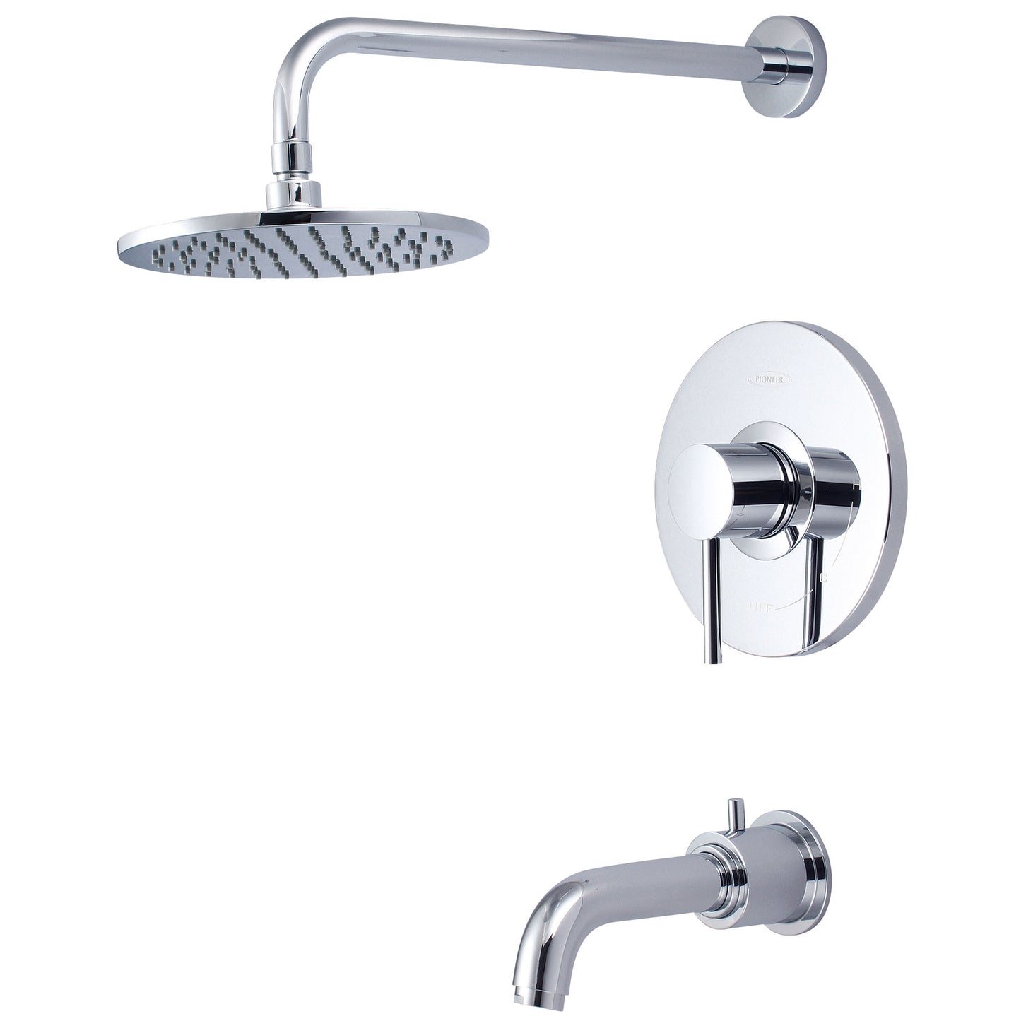 Pioneer T-4Mt115 Tub & Shwr Trim Set-Motegi Lvr Hdl Dvr Tub Spt Single Func 8" Rain Shwr 15" L Shower Arm-Cp