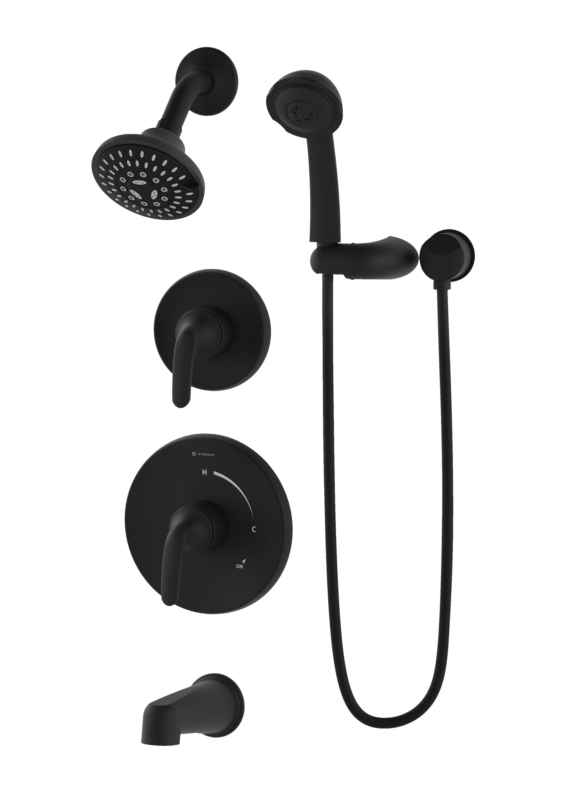 Symmons 5506MBTRM Elm tub, shower and hand shower trim with separate triple outlet diverter